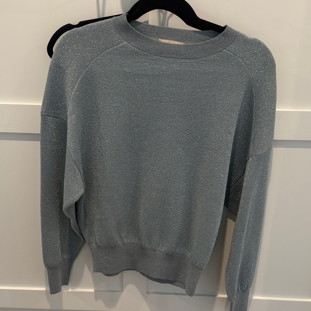 Rebecca Taylor Powder Blue Metallic Knit Top